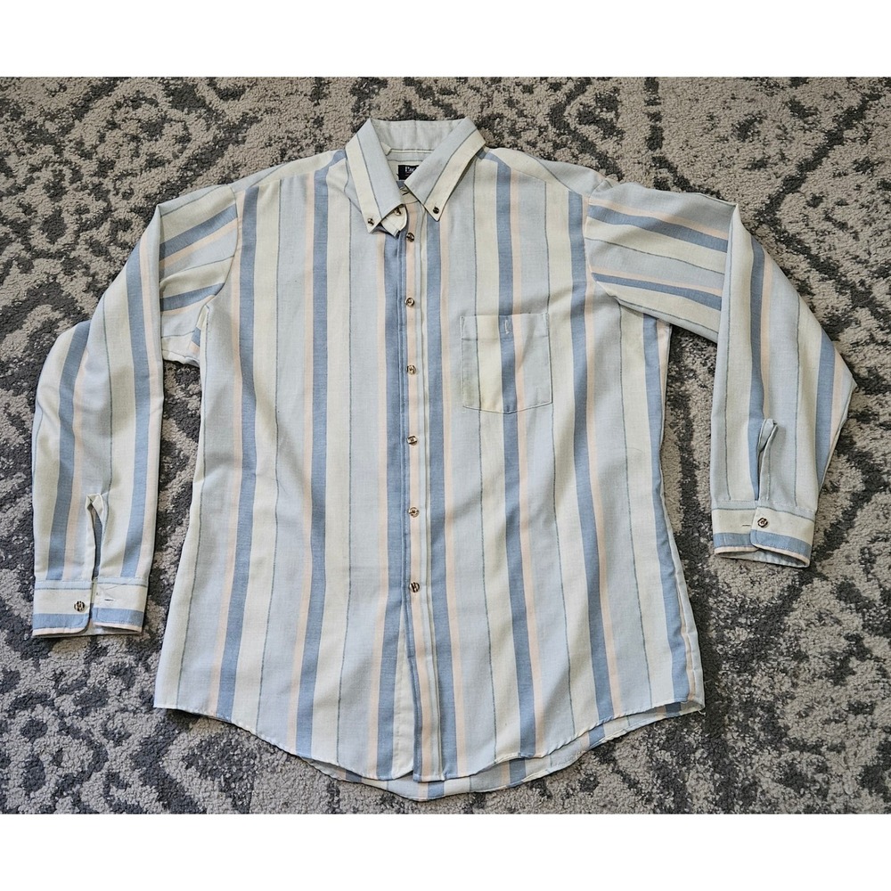 Vintage Par Four Sportswear Mens XL Tall Striped Button Down Shirt Made in USA